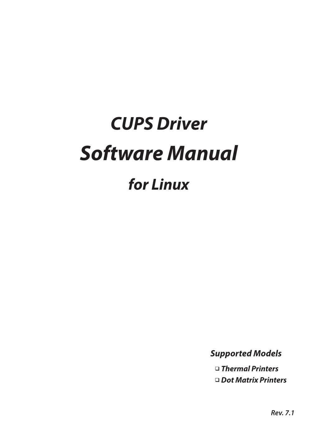 Linux CUPS Driver Software Manual