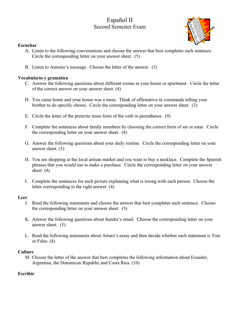 B. Listen to Antonio S Message. Choose the Letter of the Answer. (5)