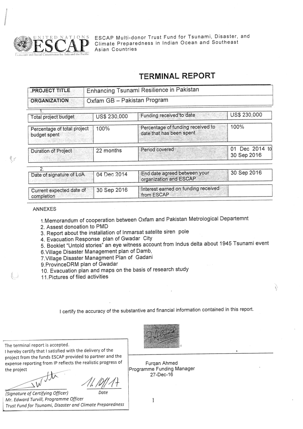 ESCAP Trust Fund for Tsunami, Disaster and Climate Preparedness