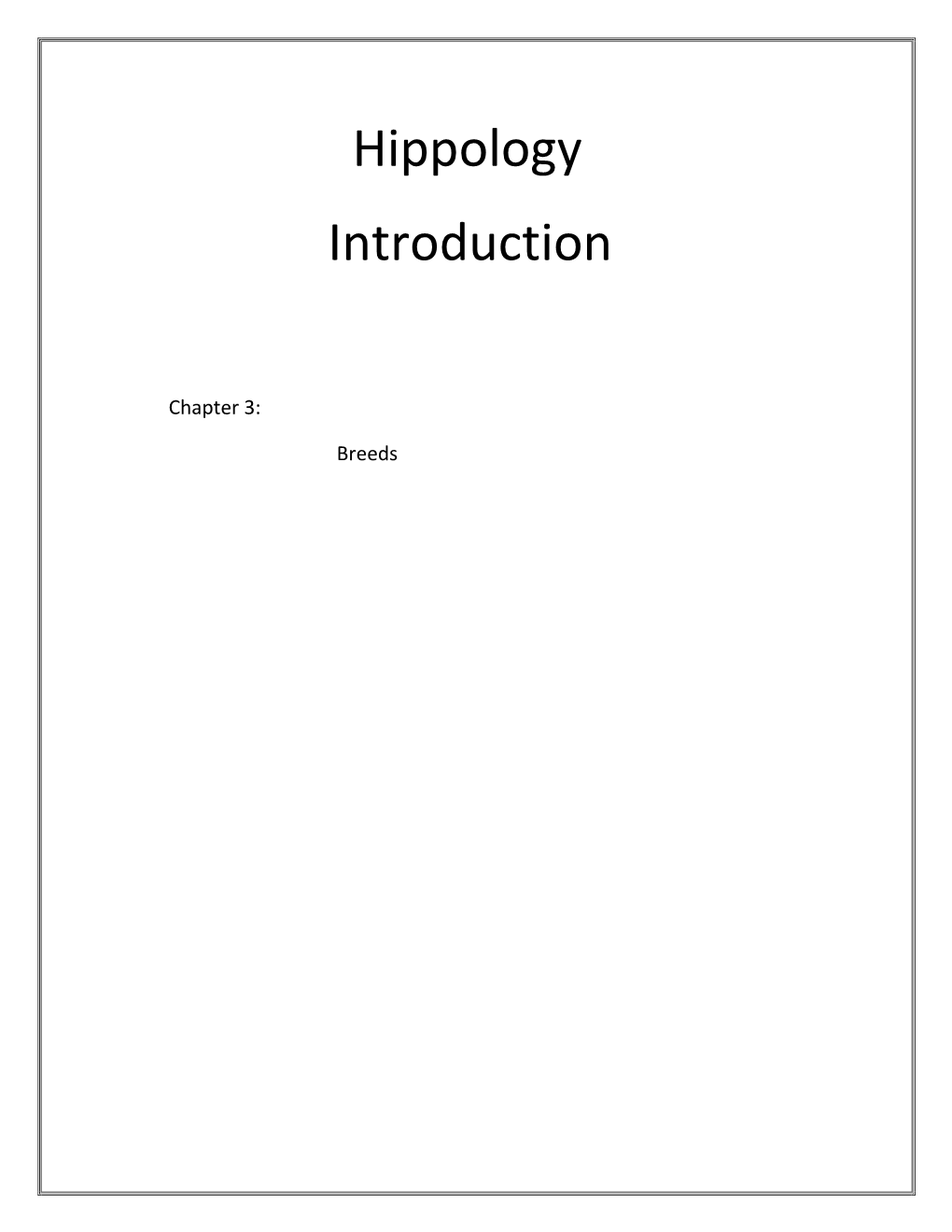 Hippology Introduction