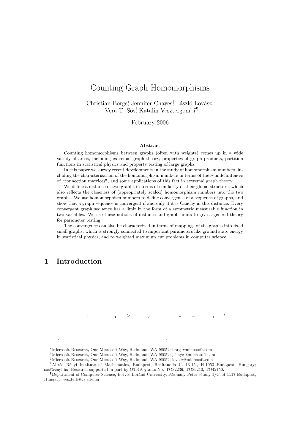 Counting Graph Homomorphisms