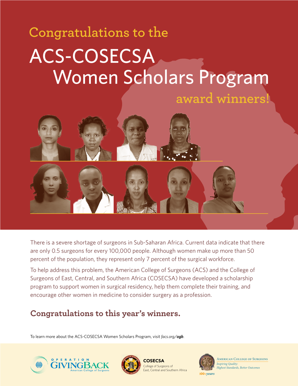 ACS-COSECSA Women Scholars Program Award Winners!