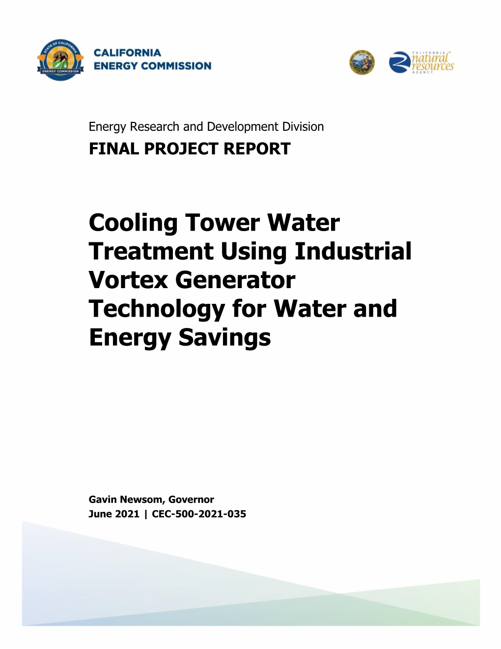 Cooling Tower Water Treatment Using Industrial Vortex Generator Technology for Water and Energy Savings