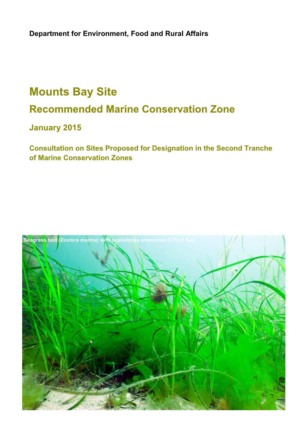 Mounts Bay Site Recommended Marine Conservation Zone