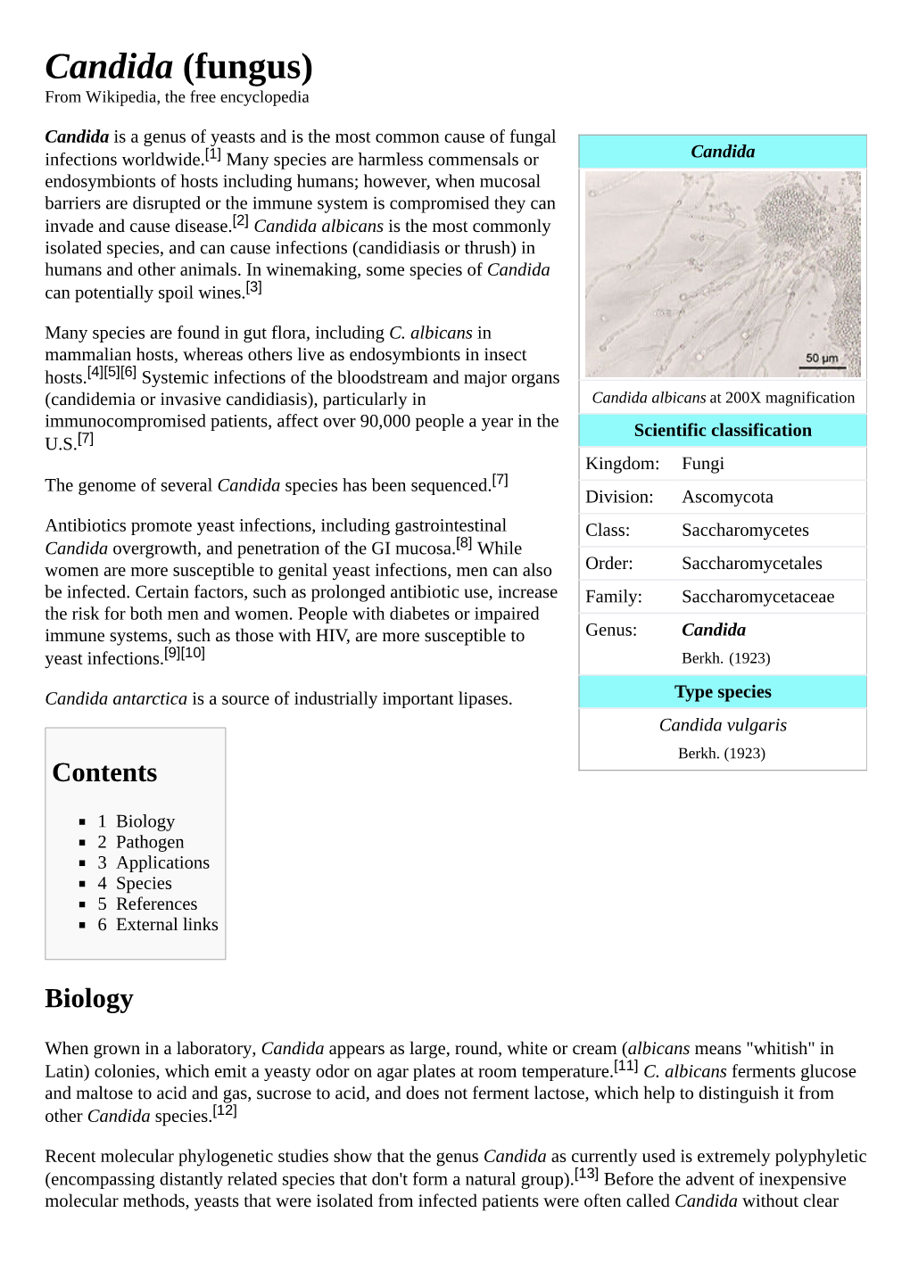 Candida (Fungus) from Wikipedia, the Free Encyclopedia