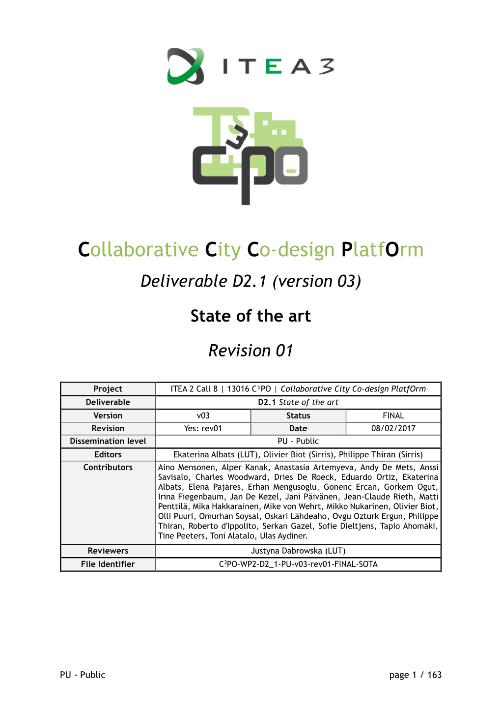 Collaborative City Co-Design Platform Deliverable D2.1 (Version 03)