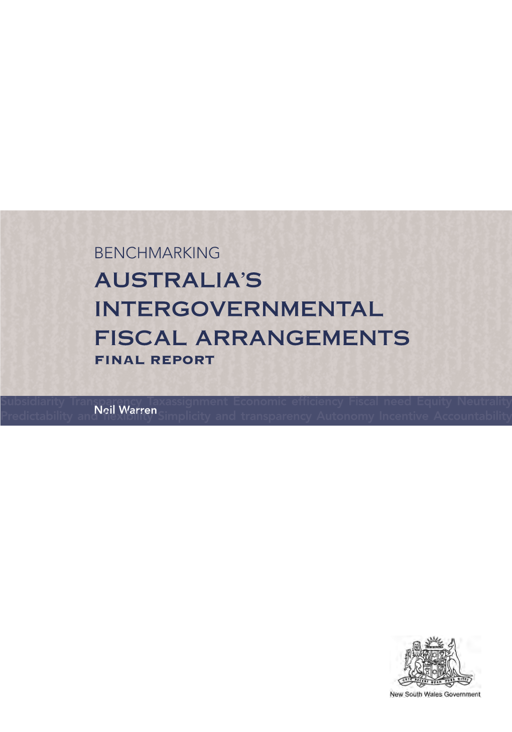 Australia's Intergovernmental Fiscal Arrangements Final Report