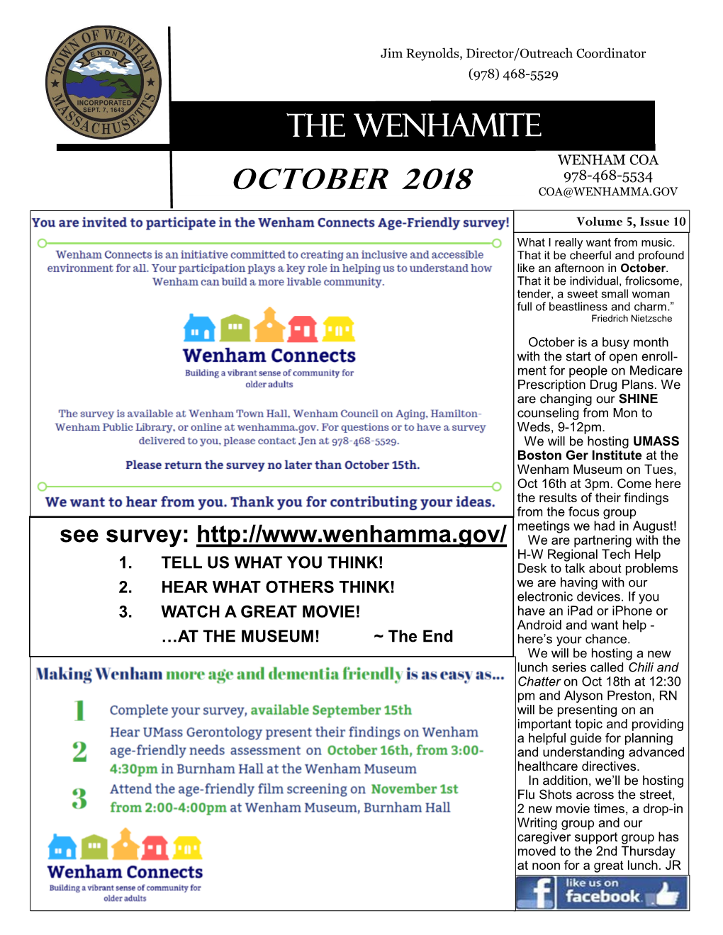 October 2018 Coa@Wenhamma.Gov