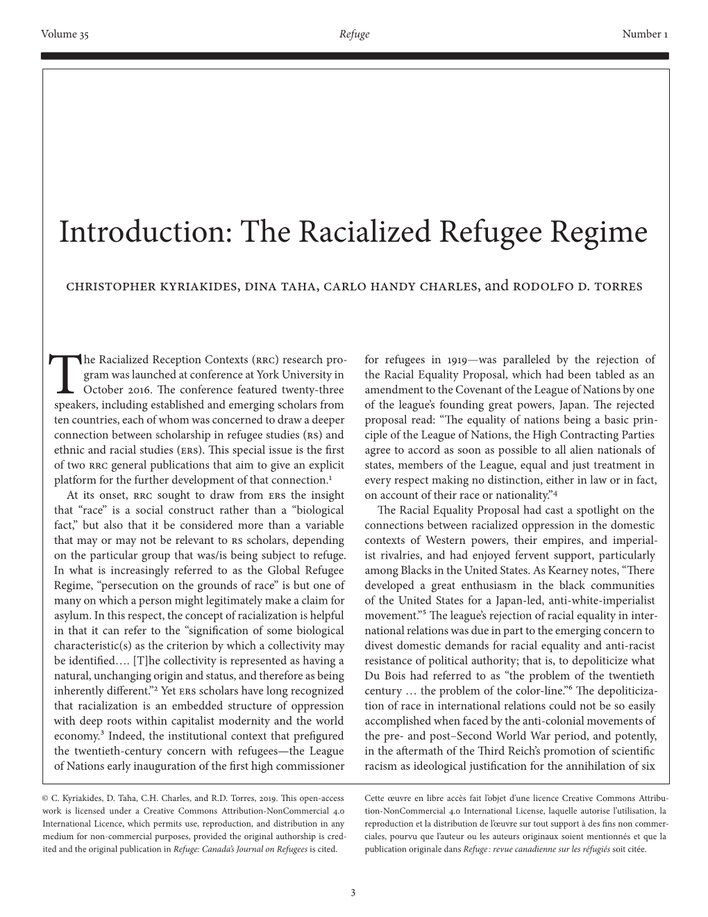 Introduction: the Racialized Refugee Regime