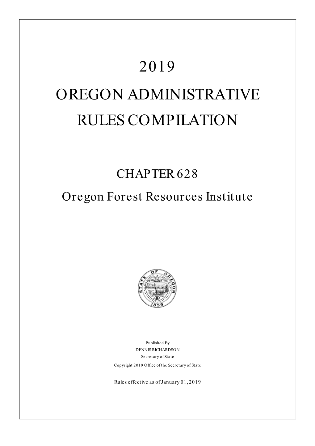 2019 Oregon Administrative Rules Compilation