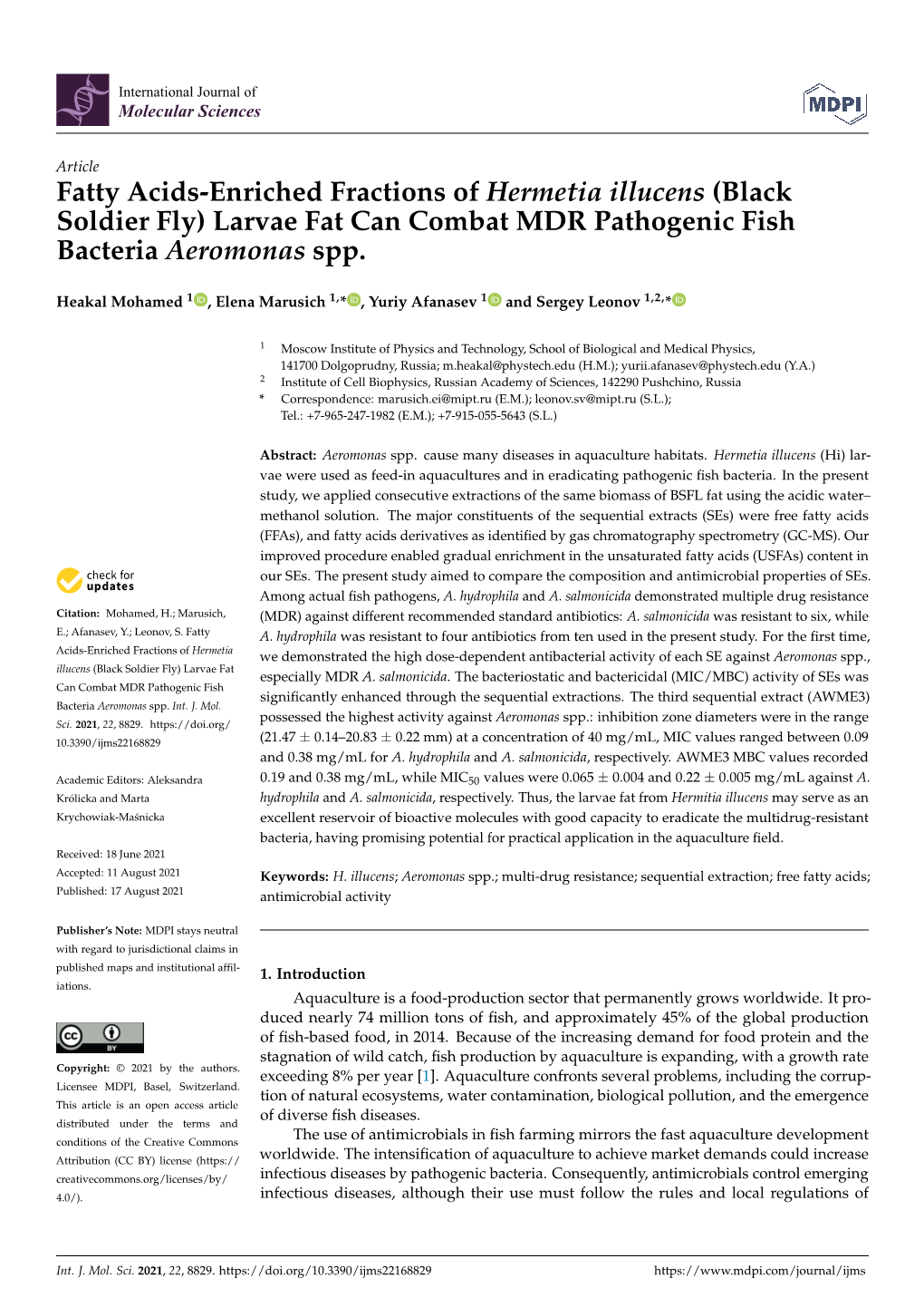 Fatty Acids-Enriched Fractions of Hermetia Illucens (Black Soldier Fly) Larvae Fat Can Combat MDR Pathogenic Fish Bacteria Aeromonas Spp