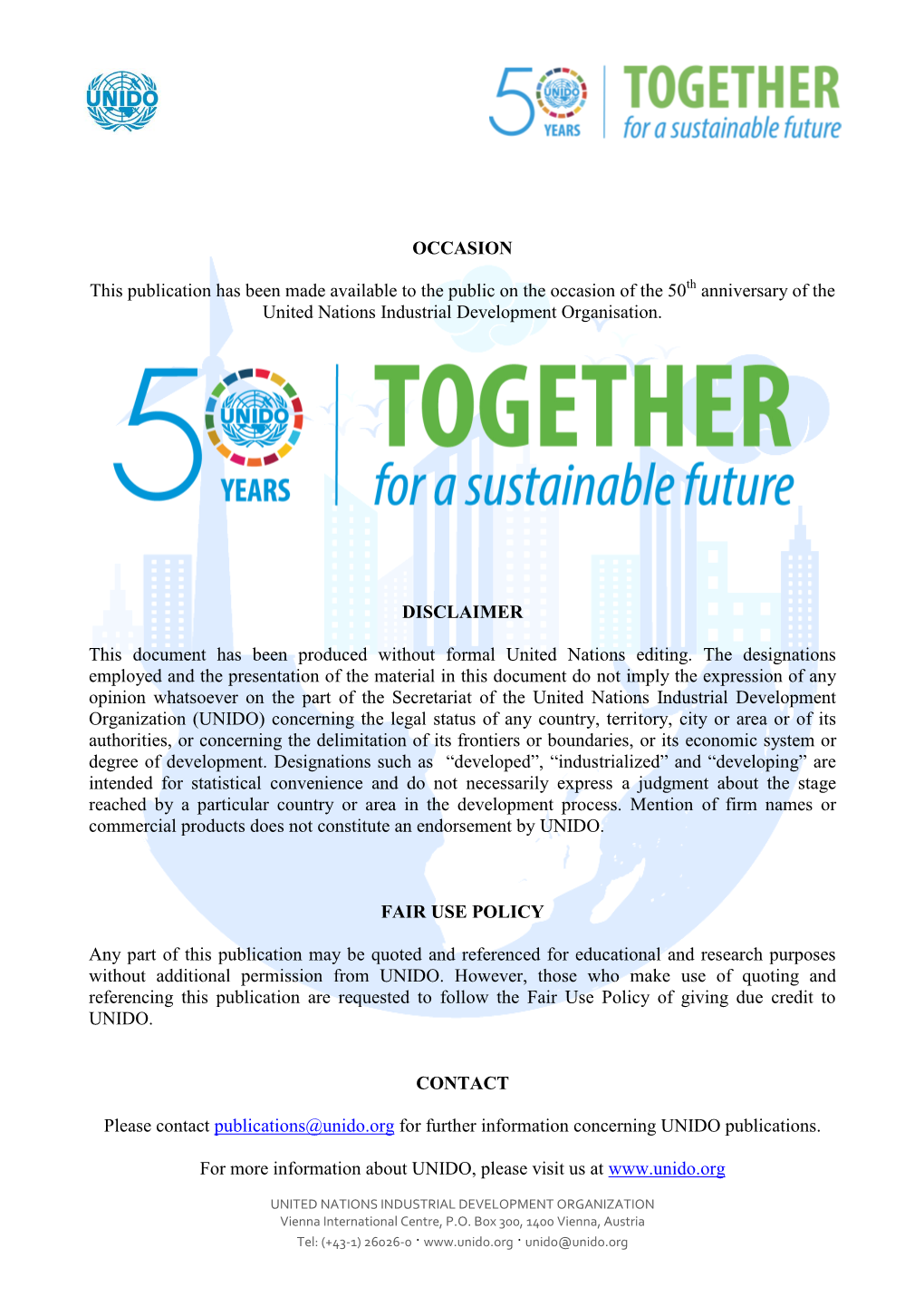 Ics-Unido Symposium on Science and Technology for Sustainable