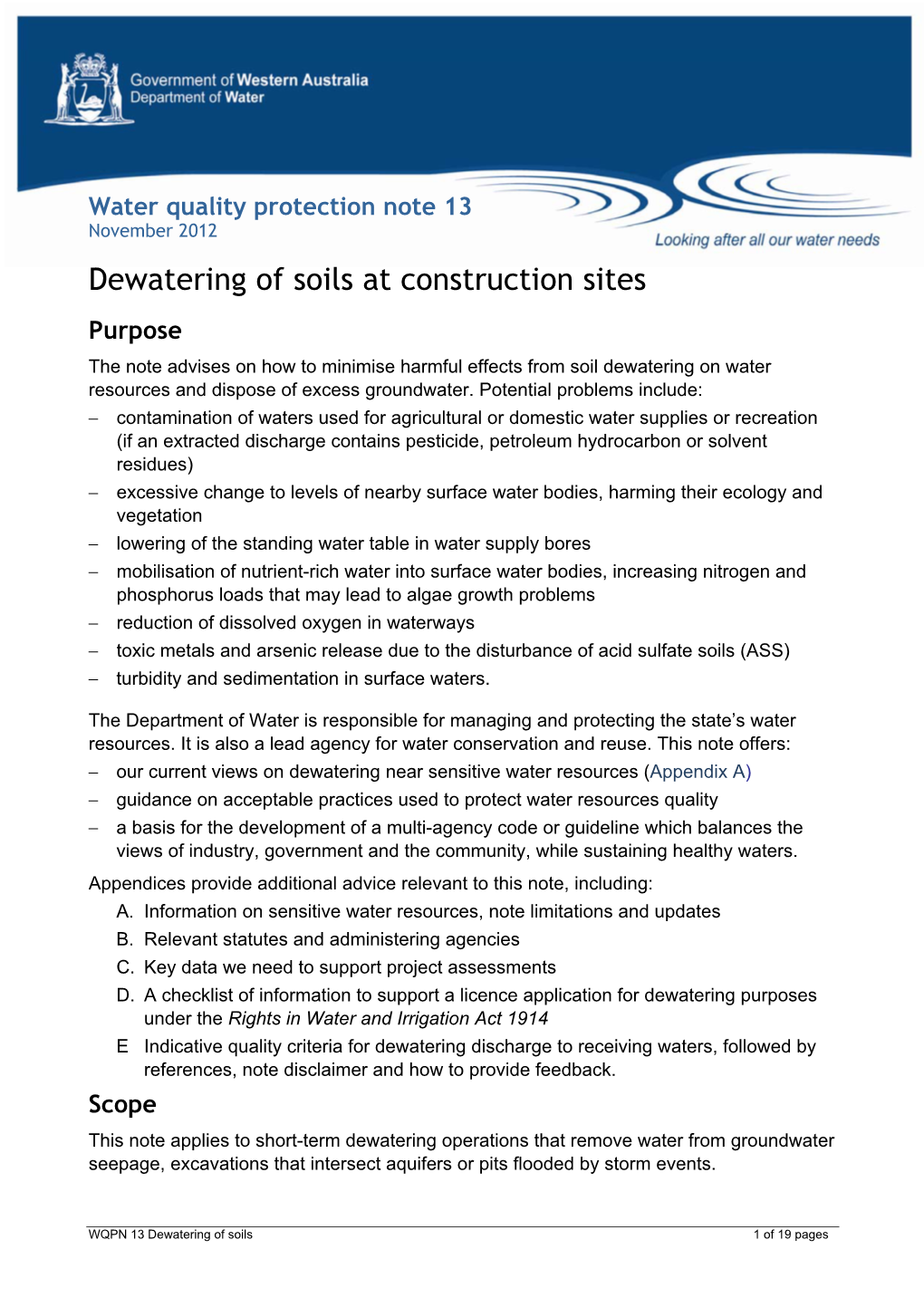 Water Quality Protection Note 13