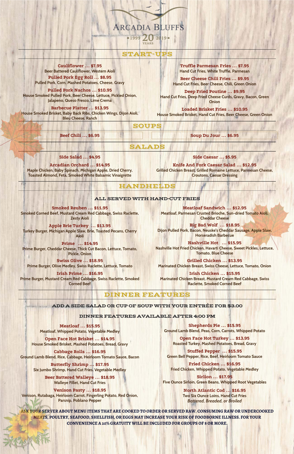 South Course Fall Menu