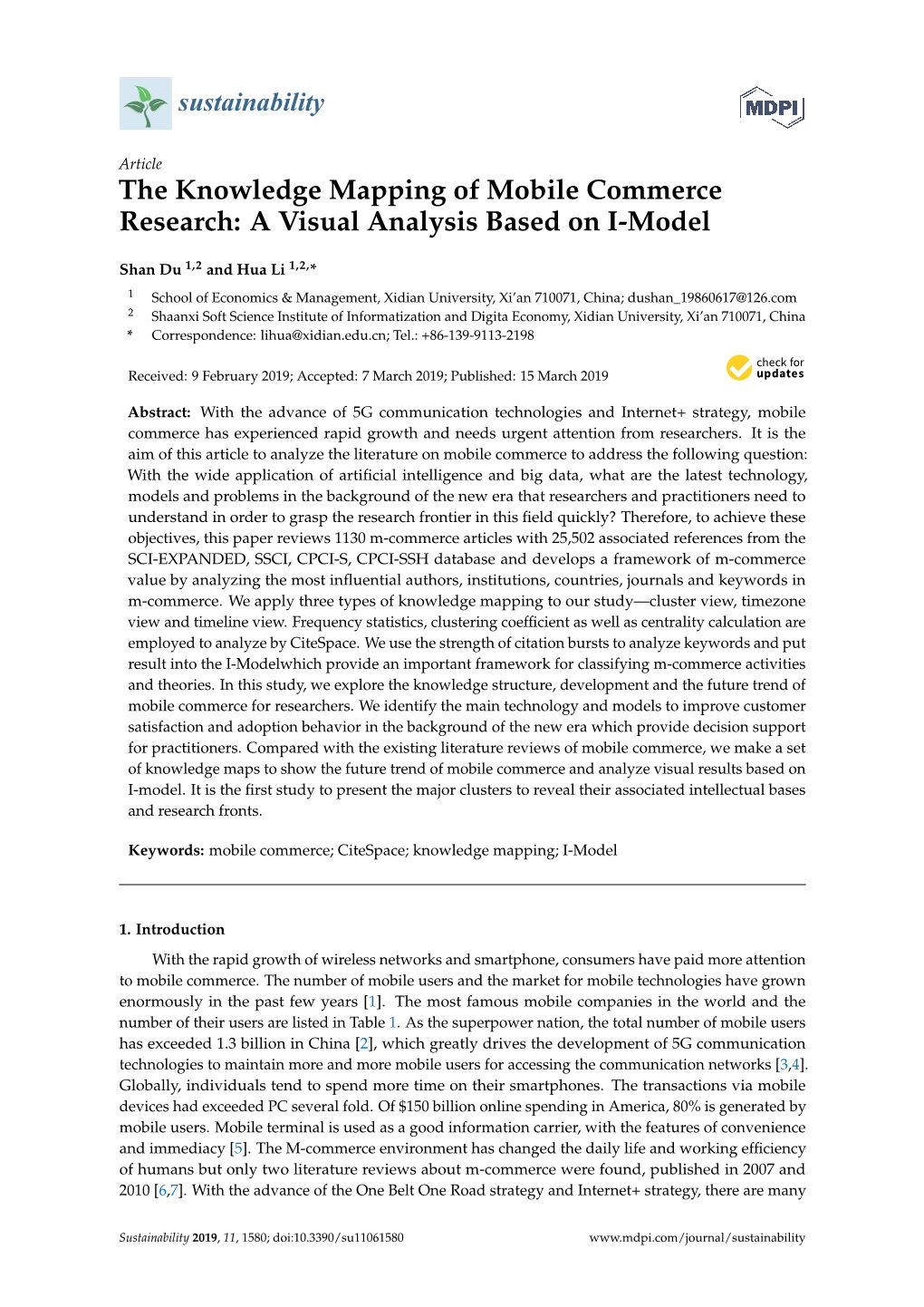 The Knowledge Mapping of Mobile Commerce Research: a Visual Analysis Based on I-Model