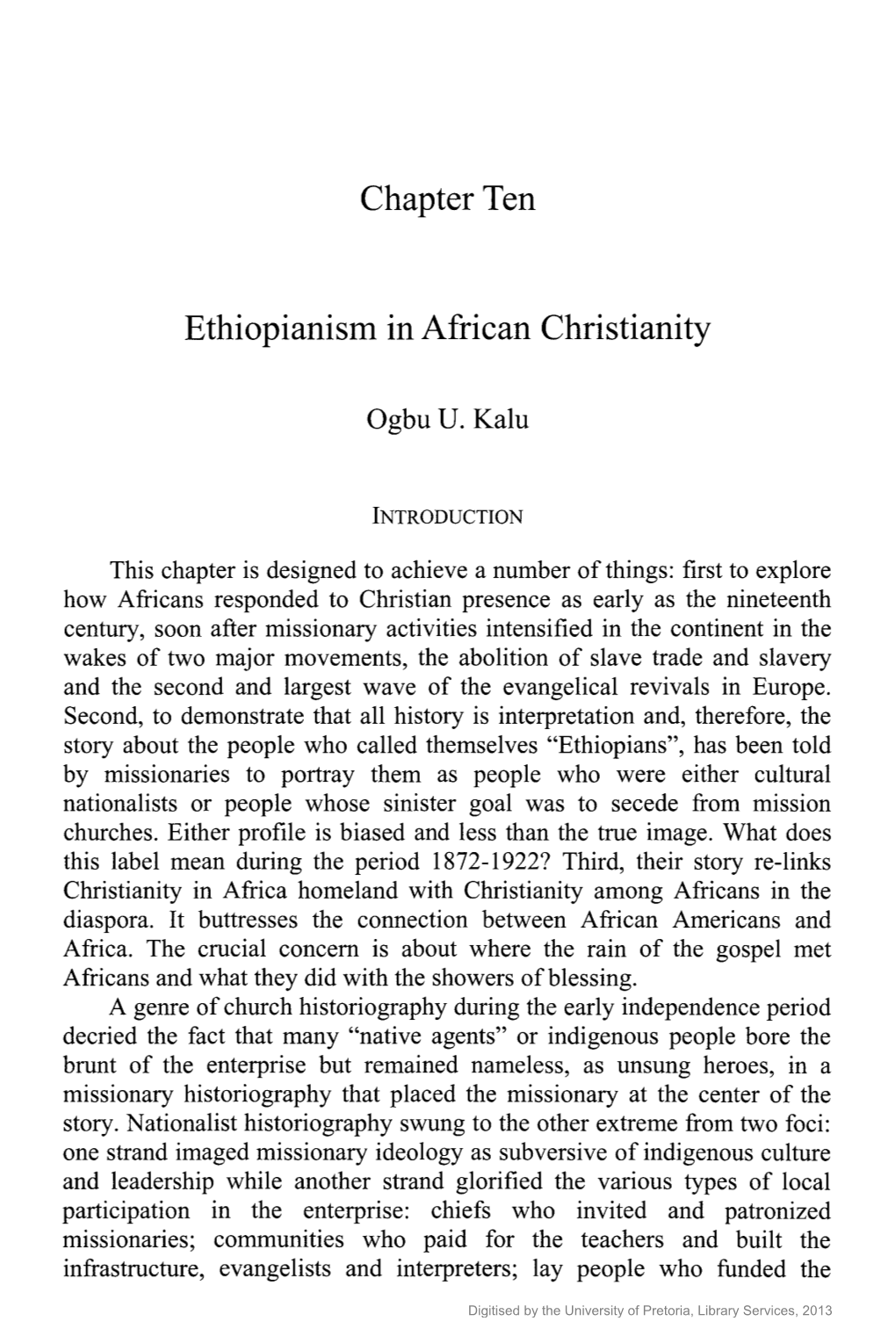 Chapter Ten Ethiopianism in African Christianity