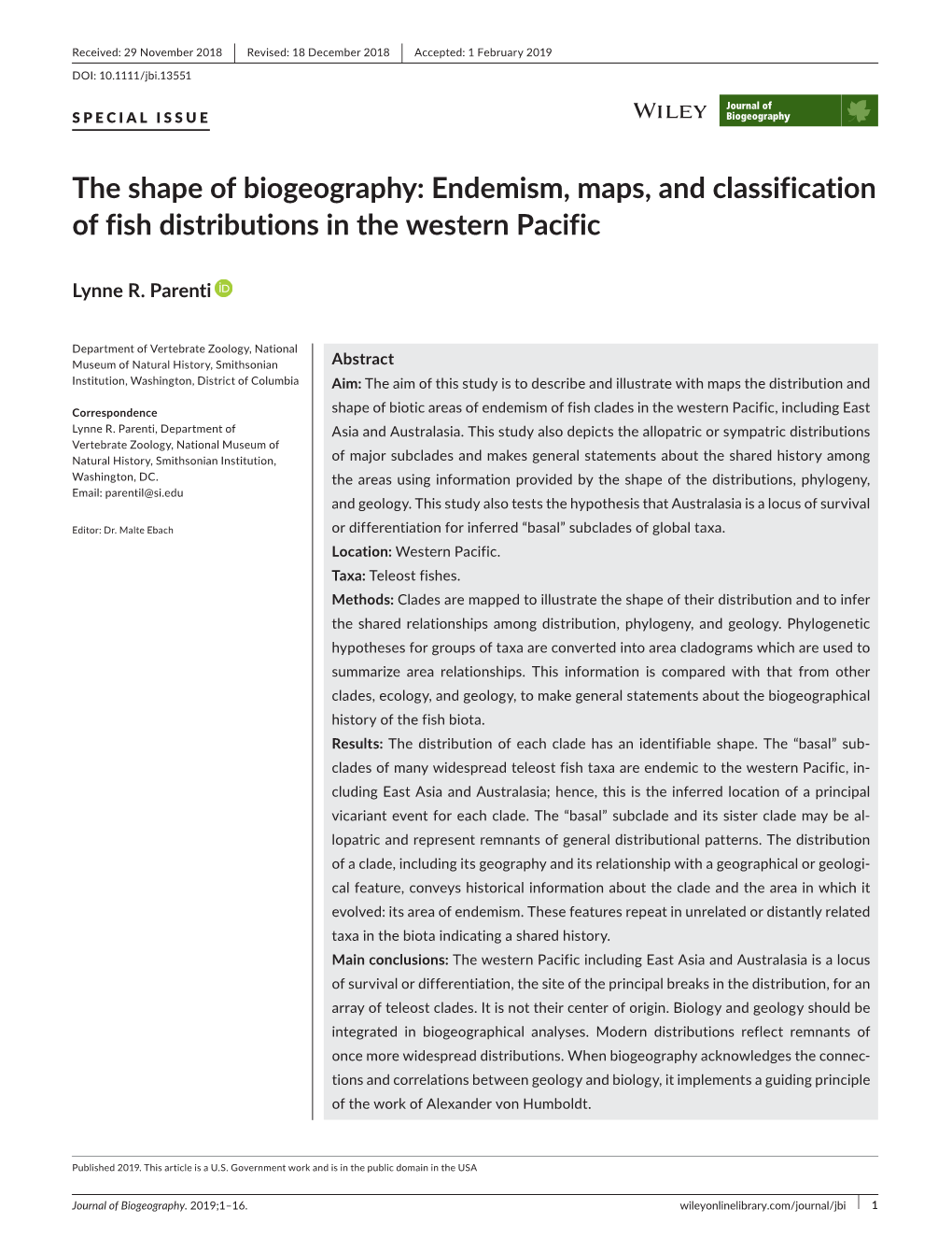 The Shape of Biogeography: Endemism, Maps, and Classification of Fish Distributions in the Western Pacific