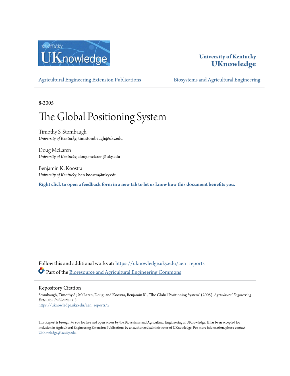 The Global Positioning System Timothy S