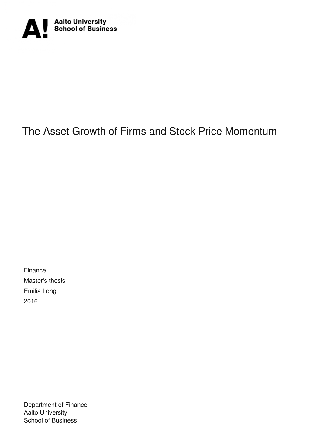 The Asset Growth of Firms and Stock Price Momentum