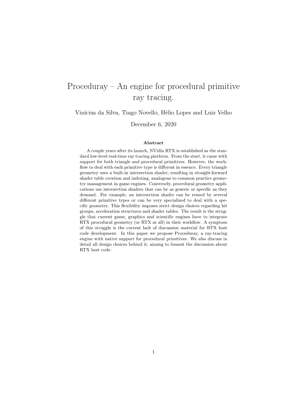 Proceduray – an Engine for Procedural Primitive Ray Tracing