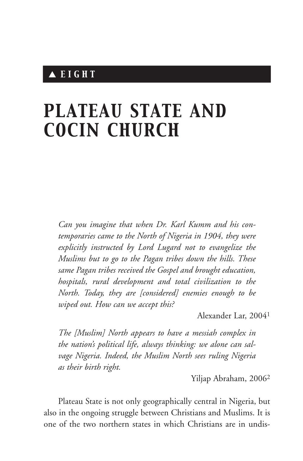 Plateau State and Cocin Church