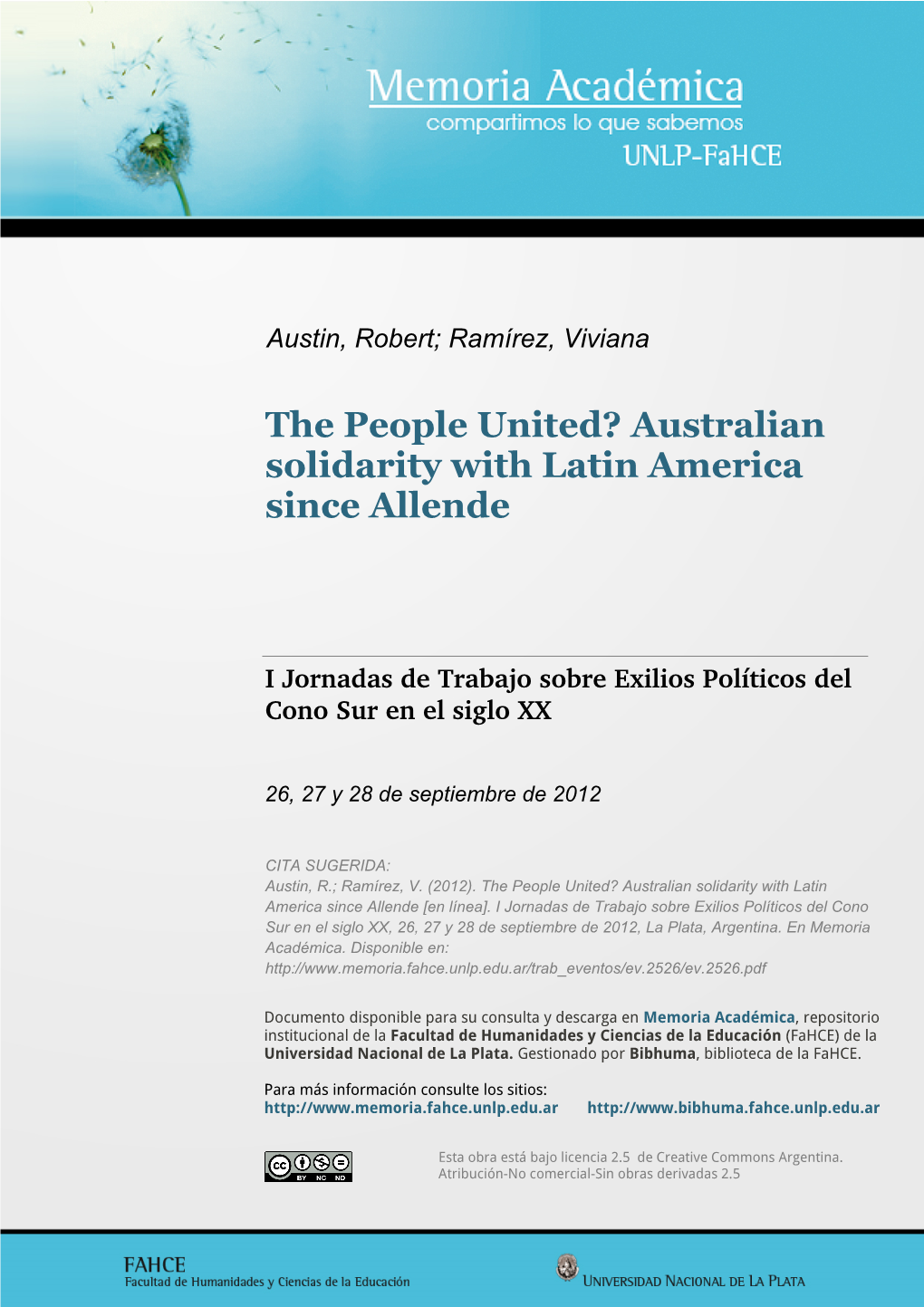 Australian Solidarity with Latin America Since Allende