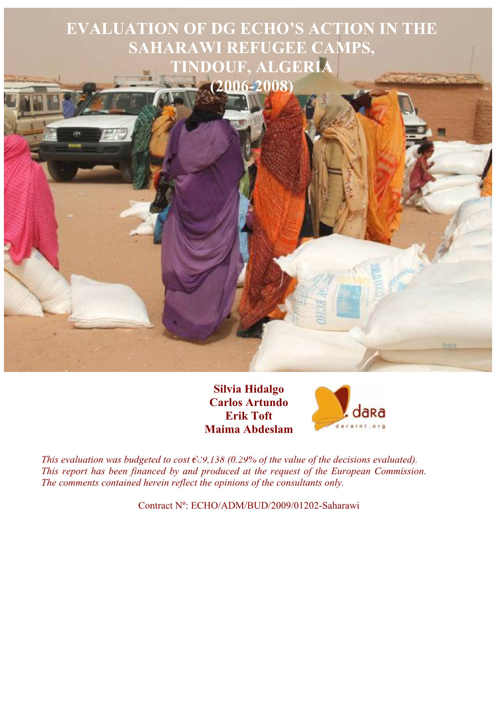Evaluation of ECHO's Action in the Saharawi Refugee Camps, Tindouf