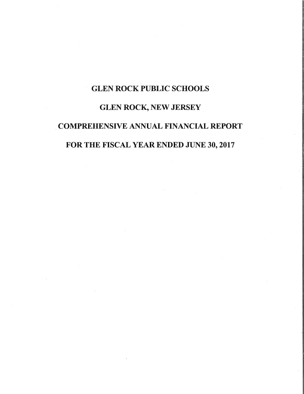 Glen Rock Public Schools Glen Rock, New Jersey Comprehensive Annual