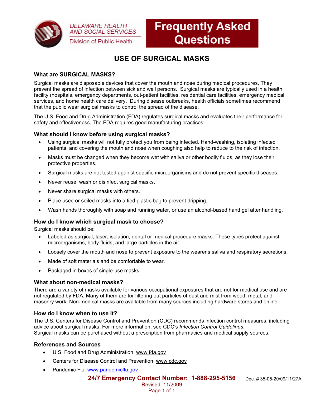 Use of Surgical Masks