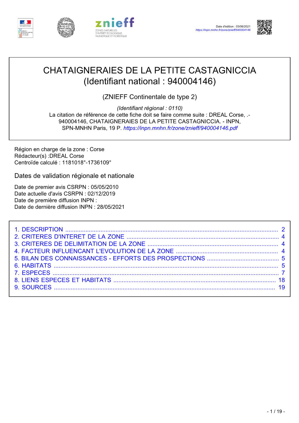 CHATAIGNERAIES DE LA PETITE CASTAGNICCIA (Identifiant National : 940004146)