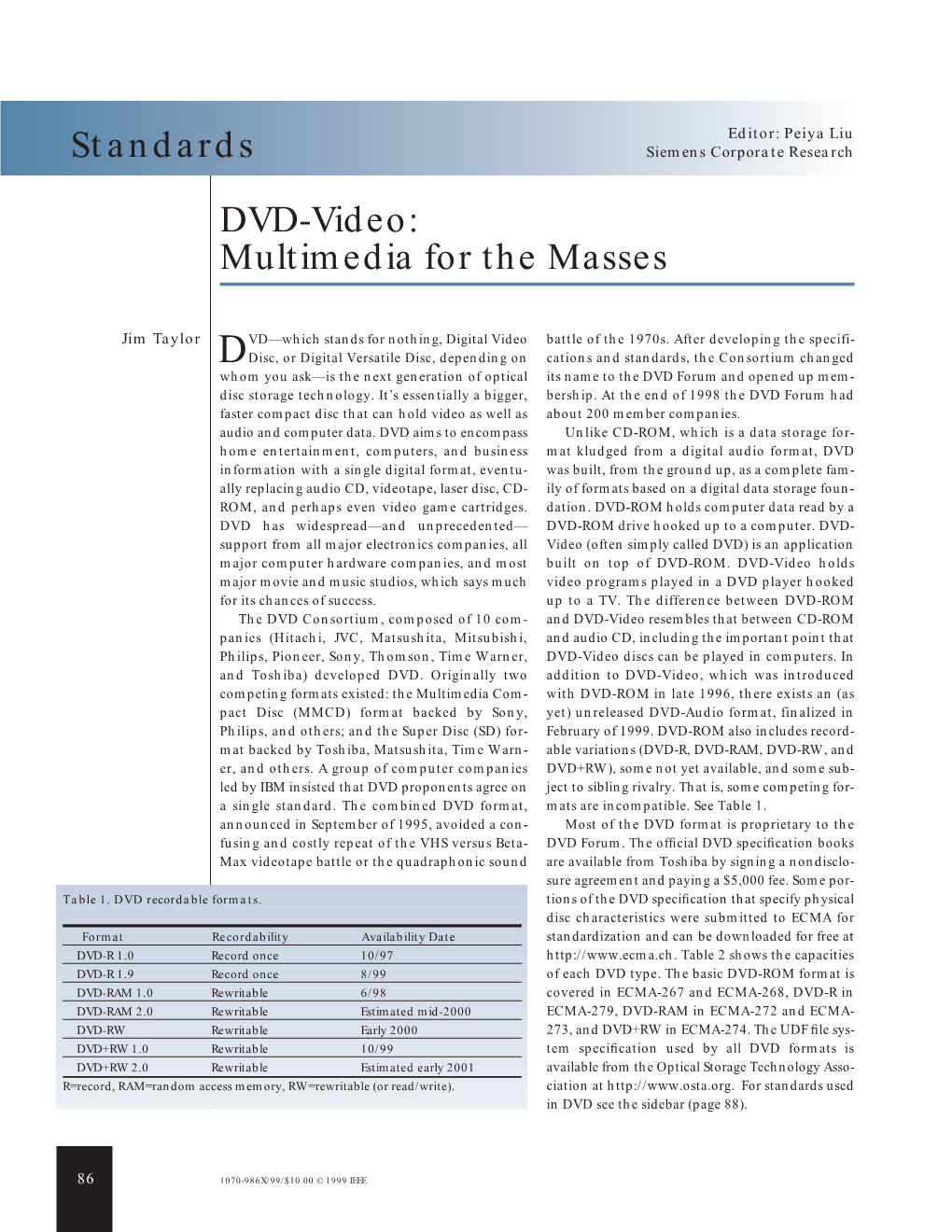 Standards DVD-Video: Multimedia for the Masses