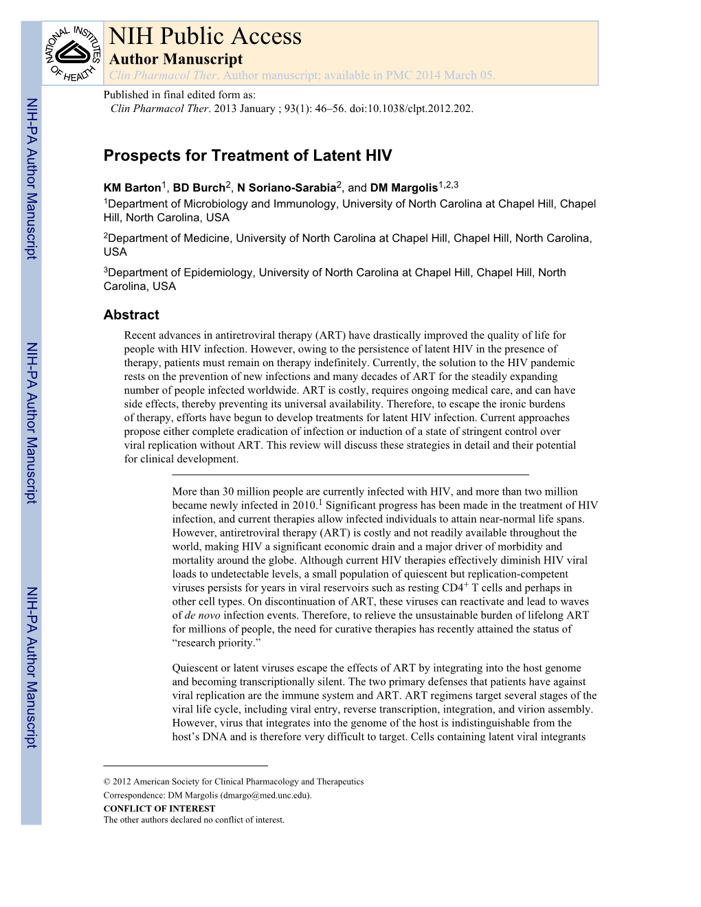 NIH Public Access Author Manuscript Clin Pharmacol Ther