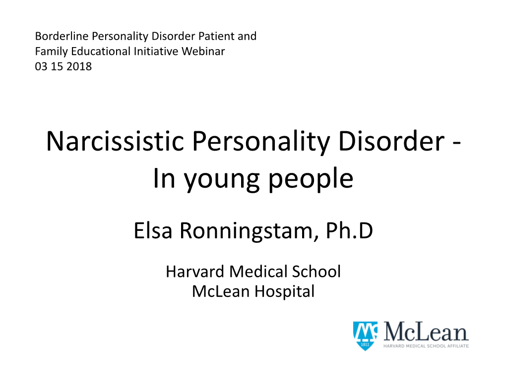 Narcissistic Personality Disorder in Young Adults