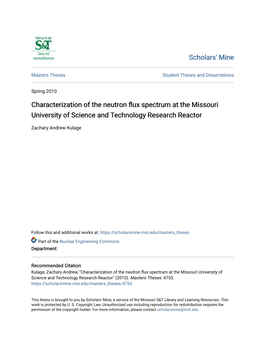 Characterization of the Neutron Flux Spectrum at the Missouri University of Science and Technology Research Reactor