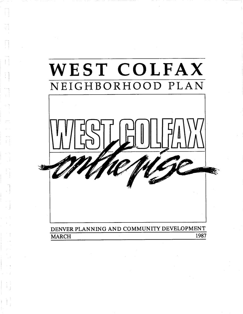 WEST COLFAX NEIGHBORHOOD PLAN .~ Page I