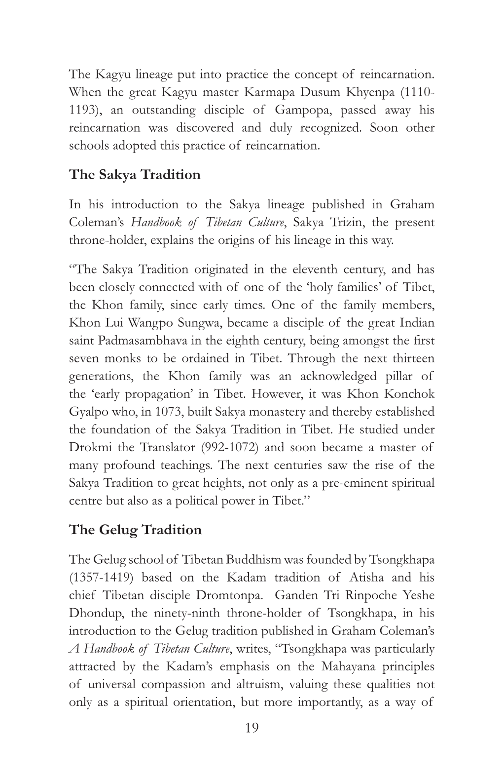 19 the Sakya Tradition the Gelug Tradition