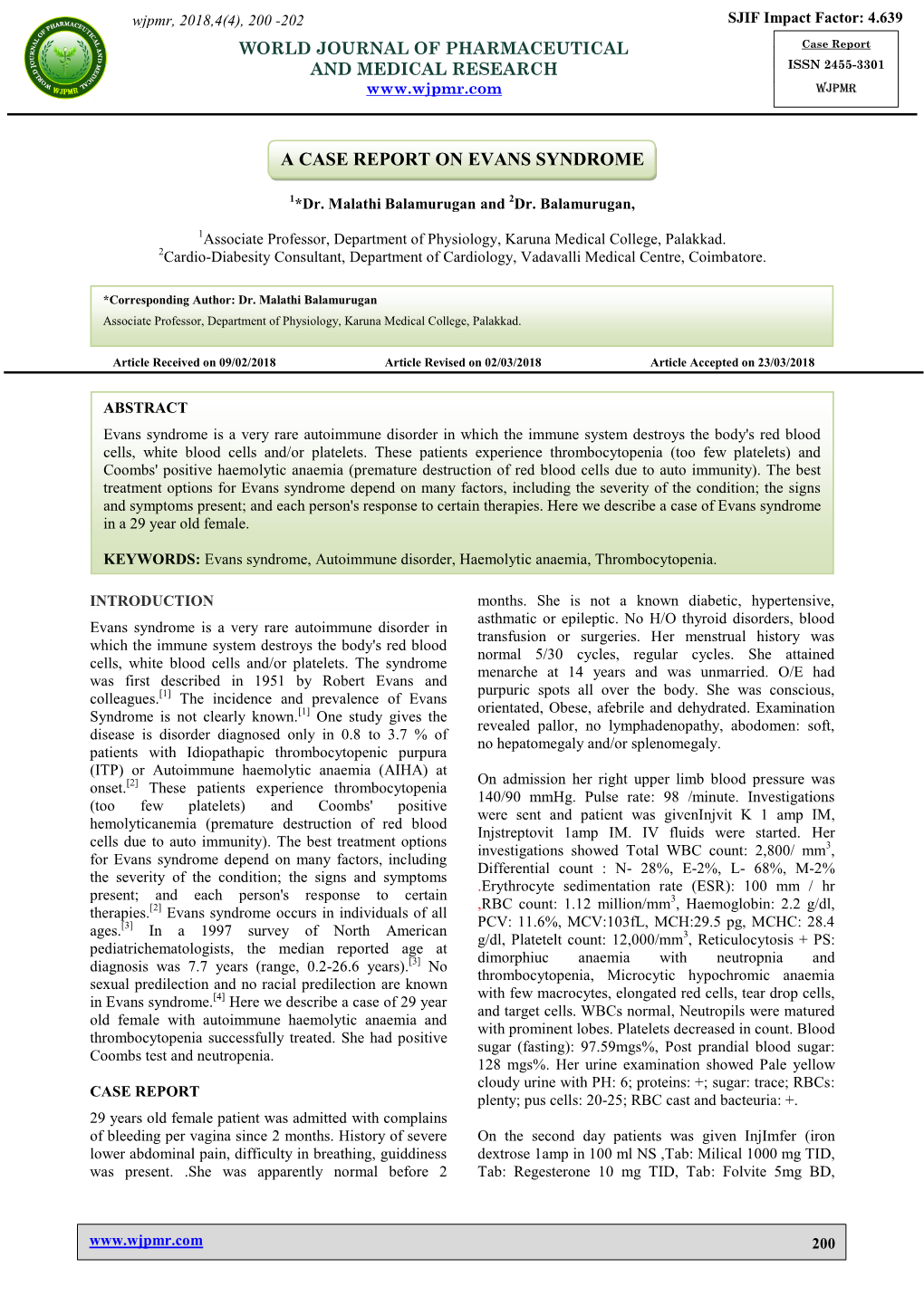 A Case Report on Evans Syndrome