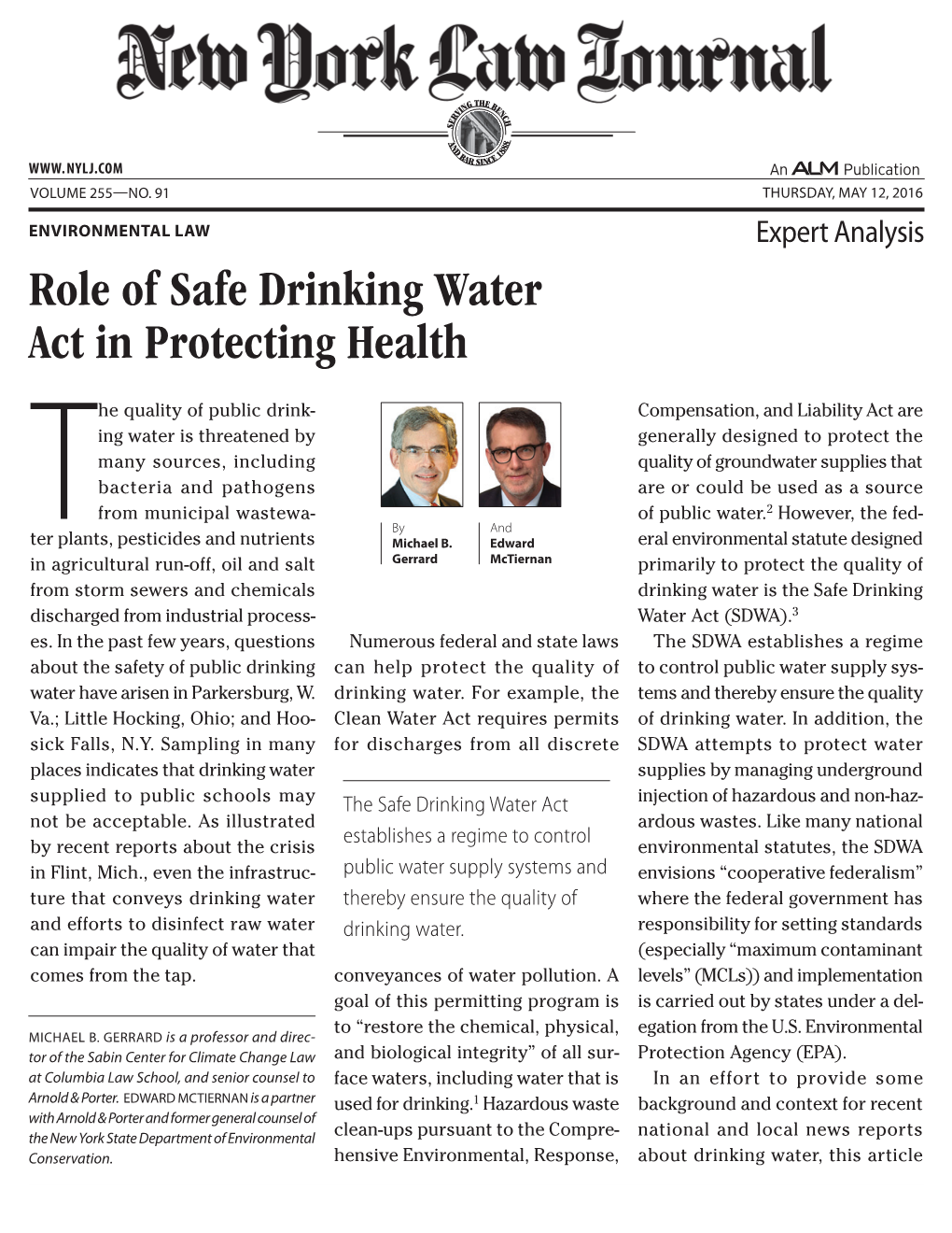 Role of Safe Drinking Water Act in Protecting Health