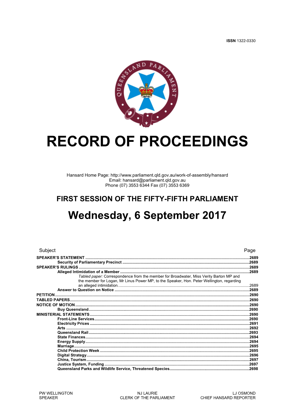 Record of Proceedings