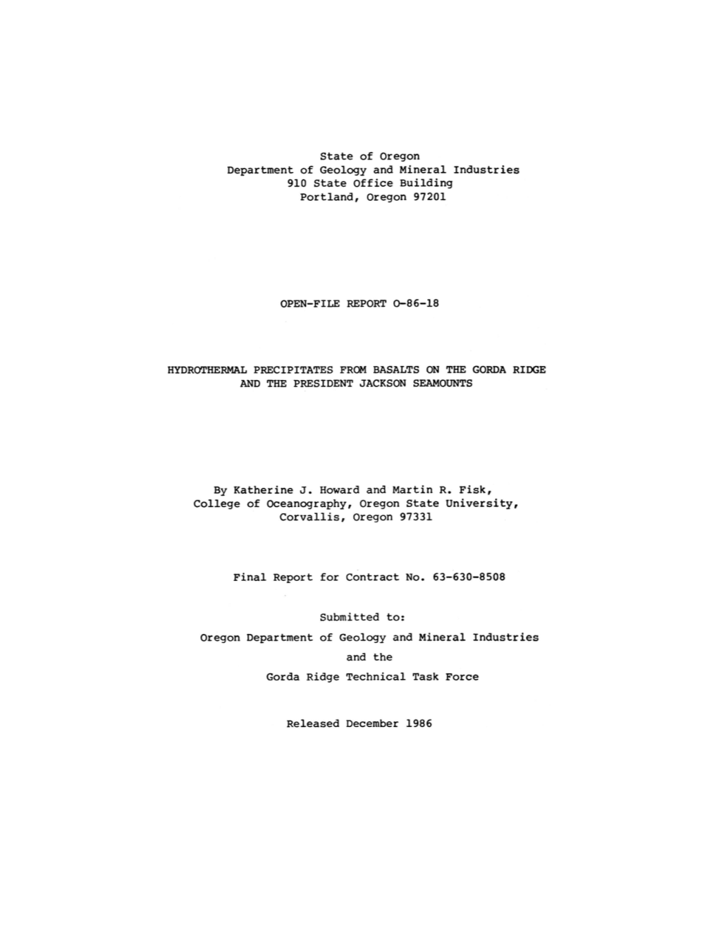 DOGAMI Open-File Report O-86-18, Hydrothermal Precipitations From