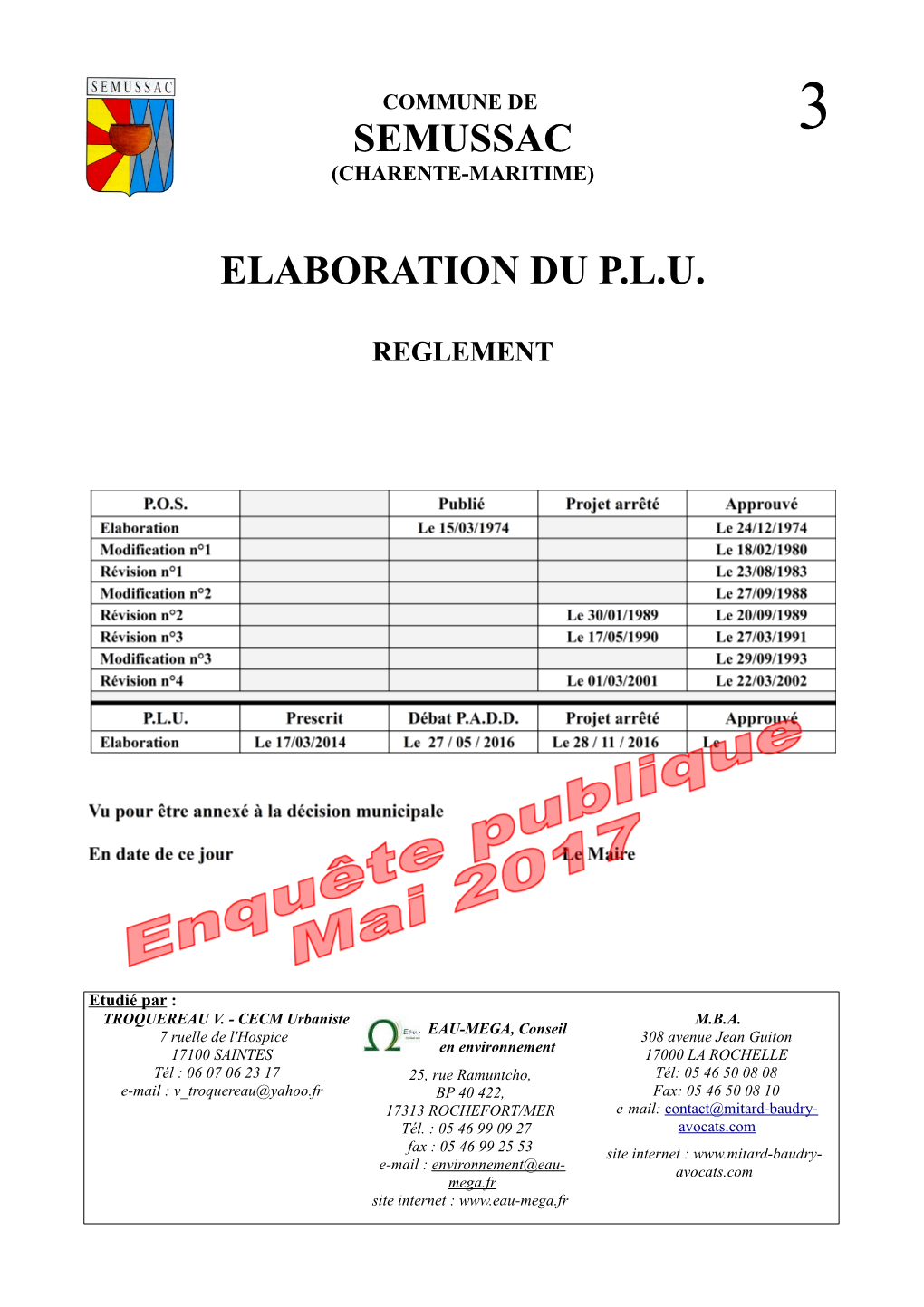 Semussac Elaboration Du P.L.U