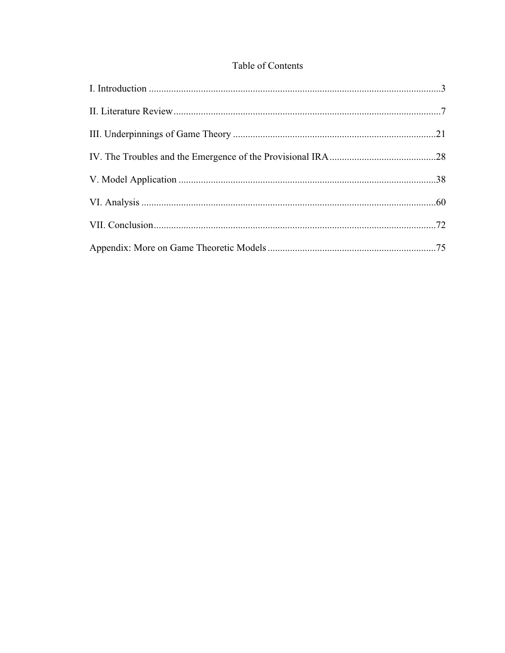 Table of Contents I. Introduction