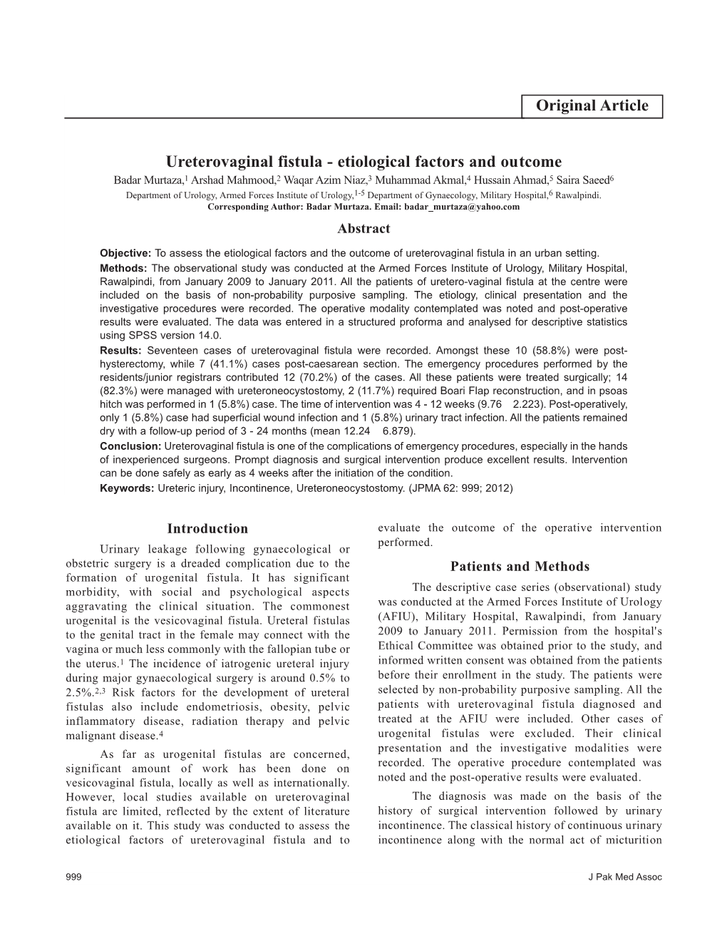 Ureterovaginal Fistula