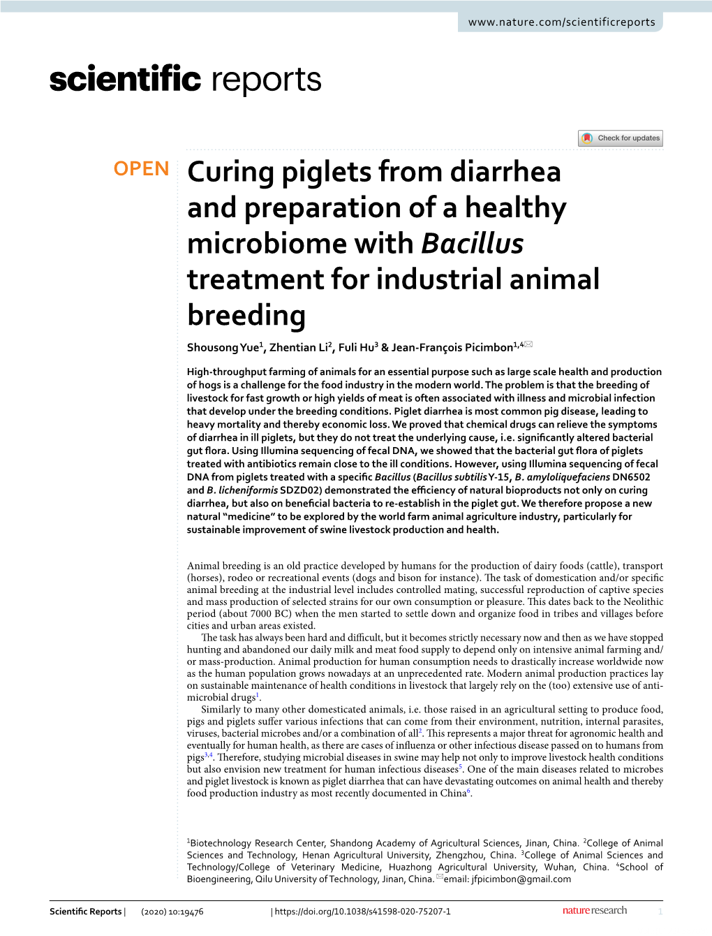 Curing Piglets from Diarrhea and Preparation of a Healthy