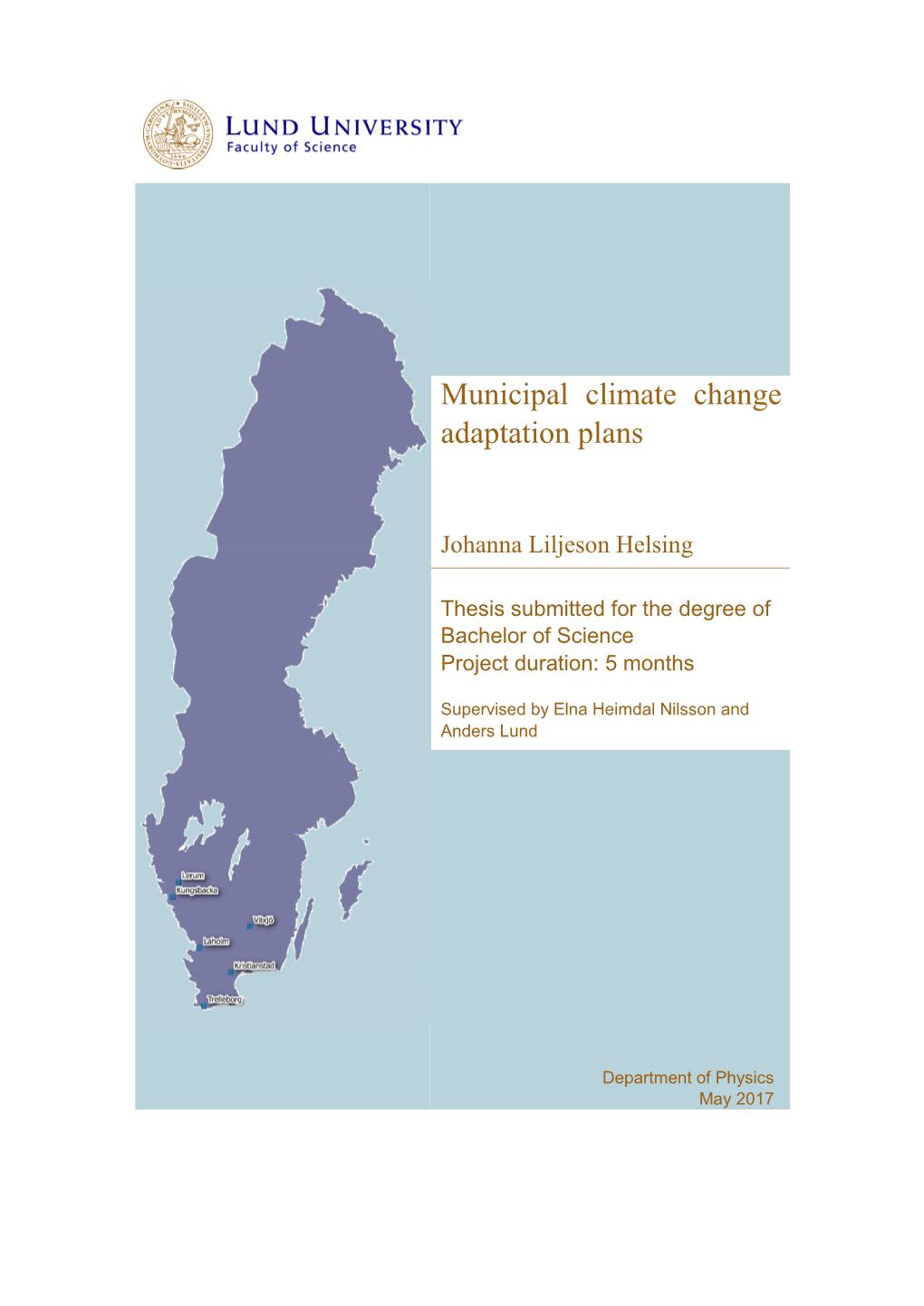 Municipal Climate Change Adaptation Plans