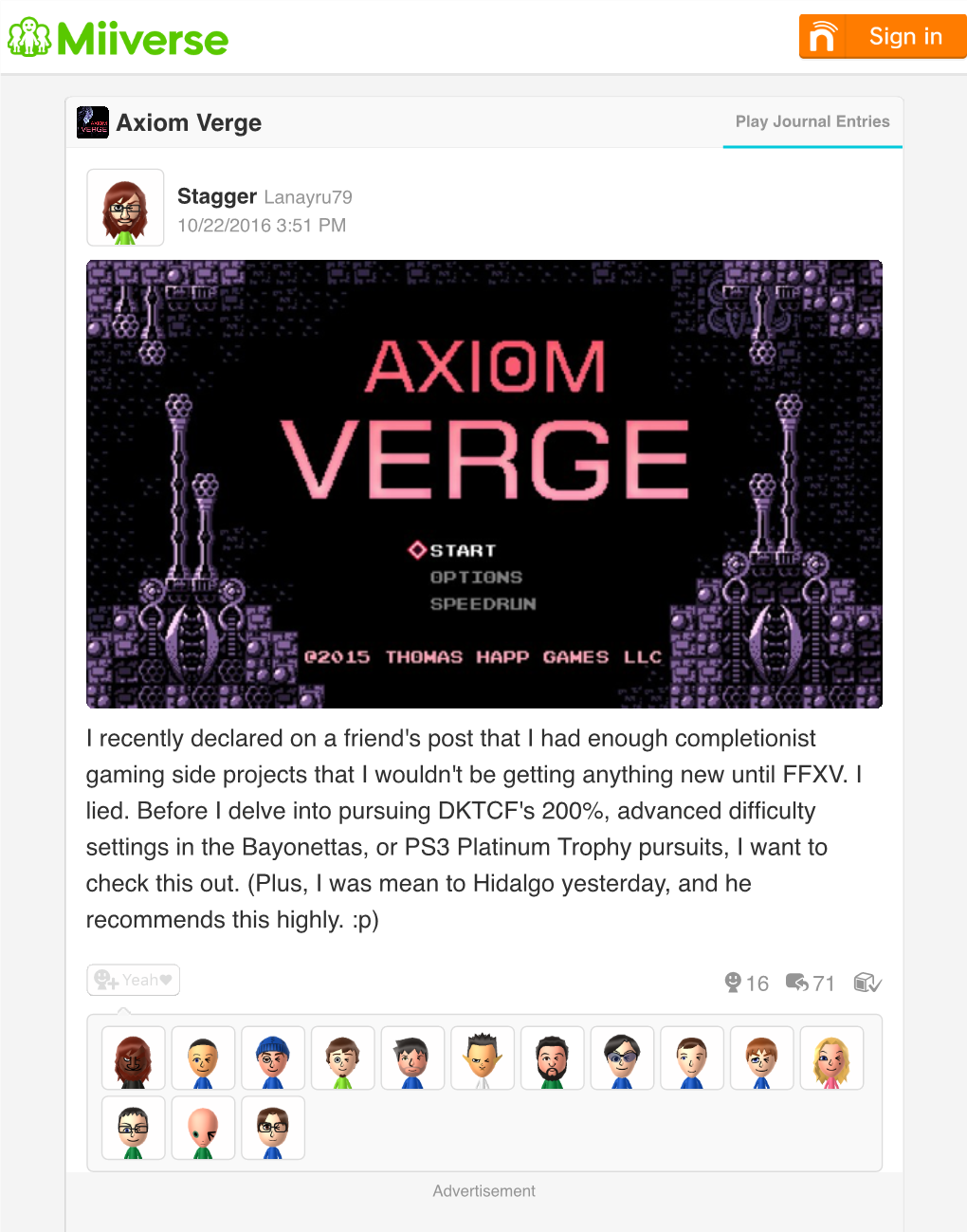 Axiom Verge I Recently Declared on a Friend's Post That I Had Enough