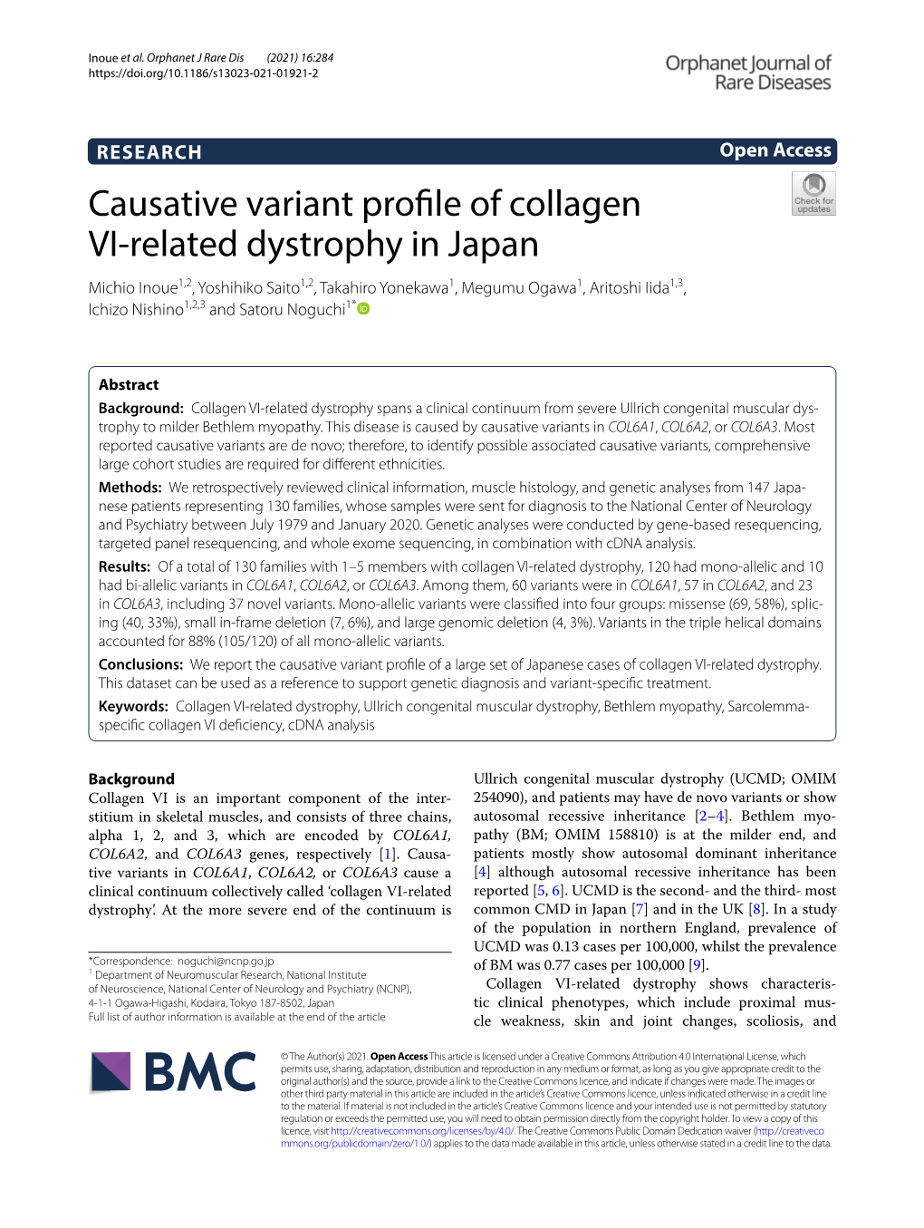 Causative Variant Profile of Collagen VI-Related Dystrophy in Japan