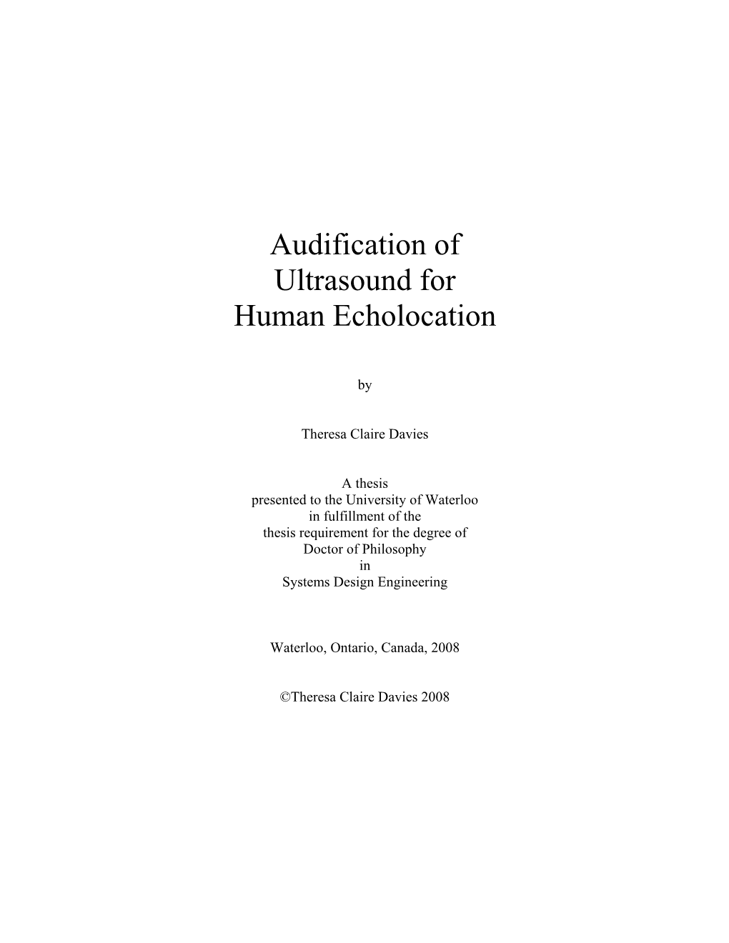 Audification of Ultrasound for Human Echolocation