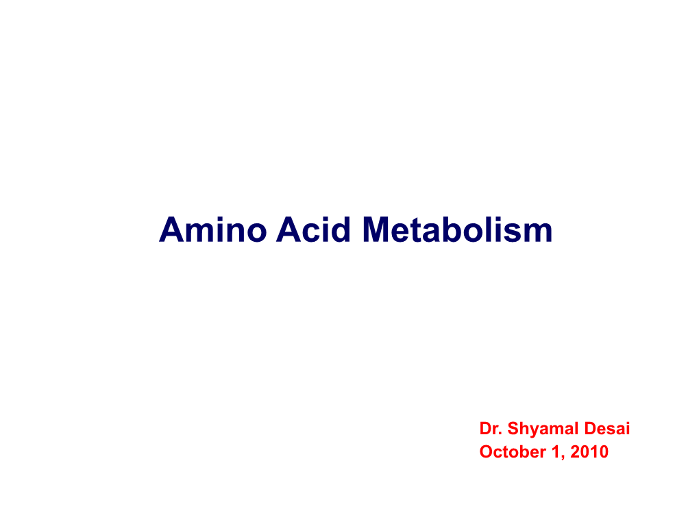 Amino Acid Metabolism