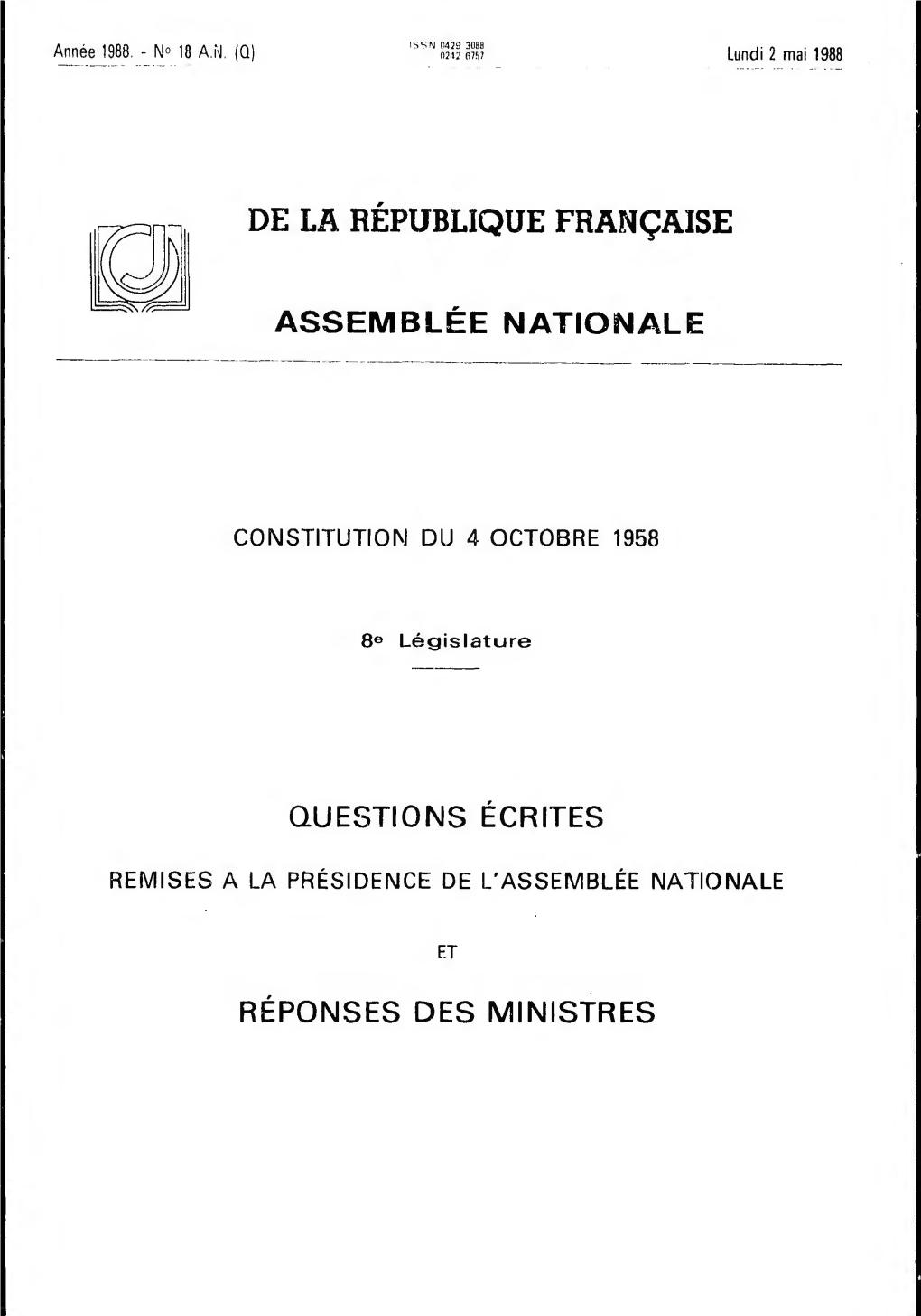 Journal Officiel Du Lundi 2 Mai 1988